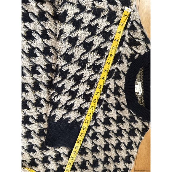 Max Studio Houndstooth Sweater Black Beige Cropped Pullover Knit Long Sleeve top - Picture 9 of 9